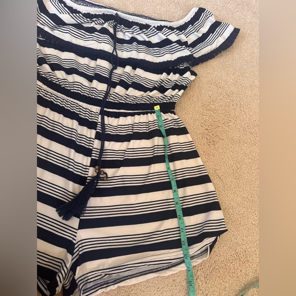 Jolie & Joy Striped Off the Shoulder Romper - Picture 4 of 7